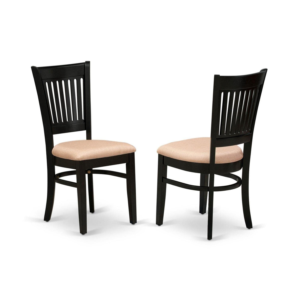 West Furniture VAC-BLK-C Vancouver Dining Chairs - Linen Fabric Upholstered Wood Chairs, Set of 2, Black