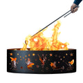 Fairy Unpainted 12 in. Tall 30 in. Diameter Outdoor Fire Ring with Fire Poker - 30 x 30 x 12 in. - Rustic