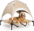 Outdoor Elevated Dog Bed with Canopy Large Sized Dog, 48" Khaki