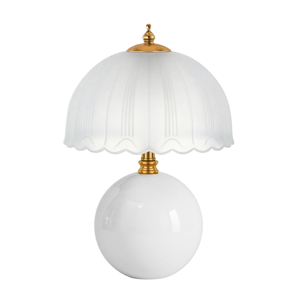 Mushroom Table Lamp, Ceramic Bedside Lamp with Glass Shade, 3-Way Lighting (2700K-5000K) Rocker Switch, Small