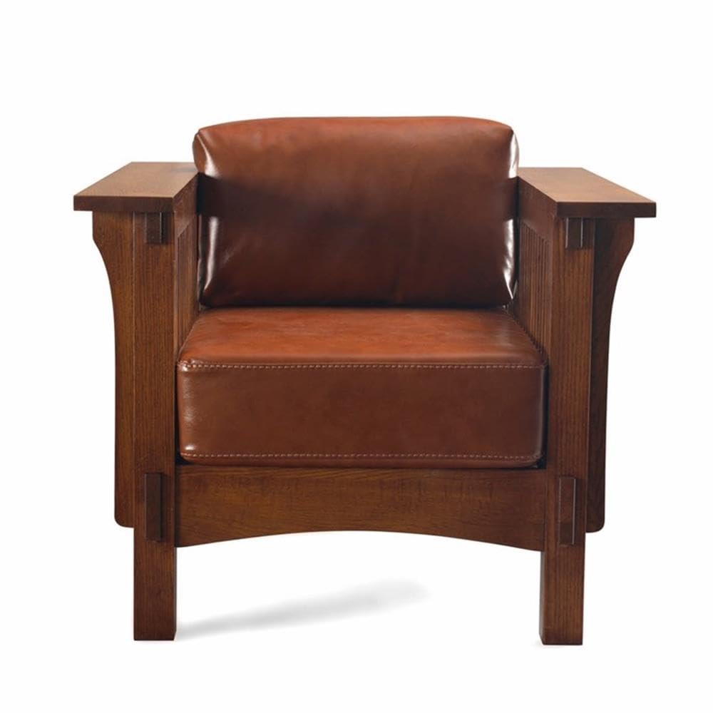 & Weavers Mission Crofter Style Oak and Leather Arm Chair/Craftsman Sofa Chair
