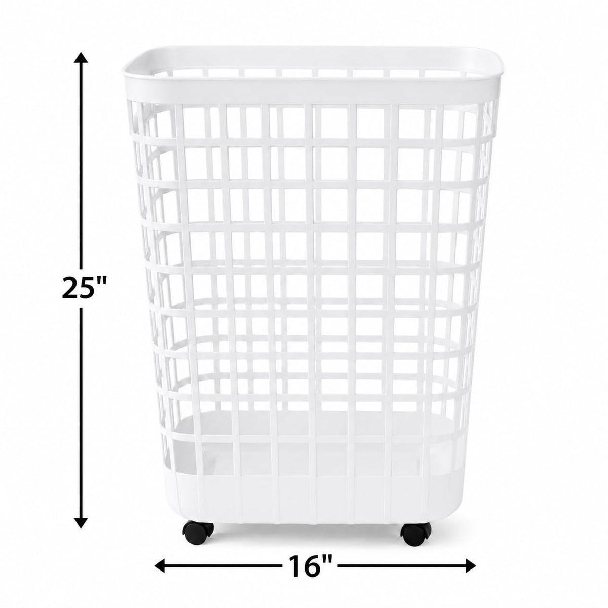 White Rolling Laundry Hamper 2.6 Bushel with Smooth-Glide Wheels