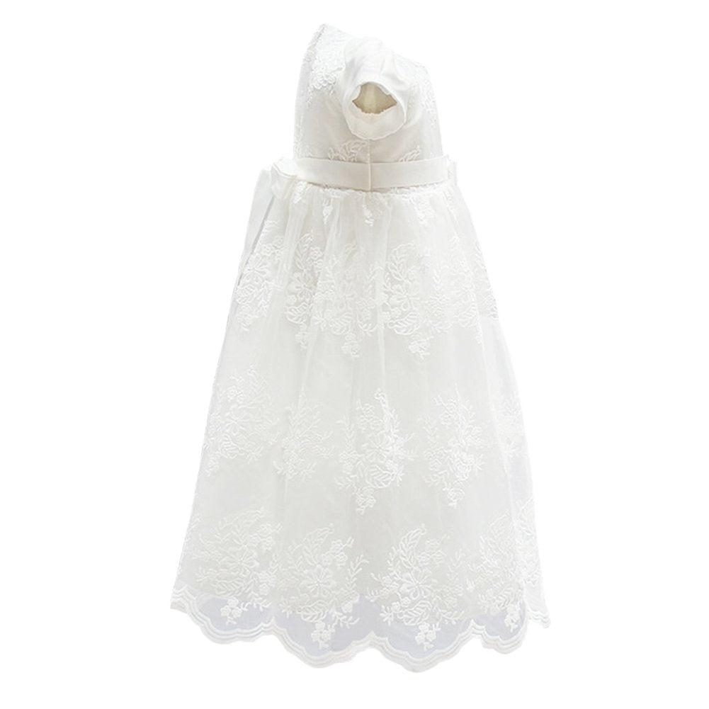 Baby Girl Flower Christening Baptism Dress Formal Party Gown Special Occasion Dresses For Toddler,Off White,6-12