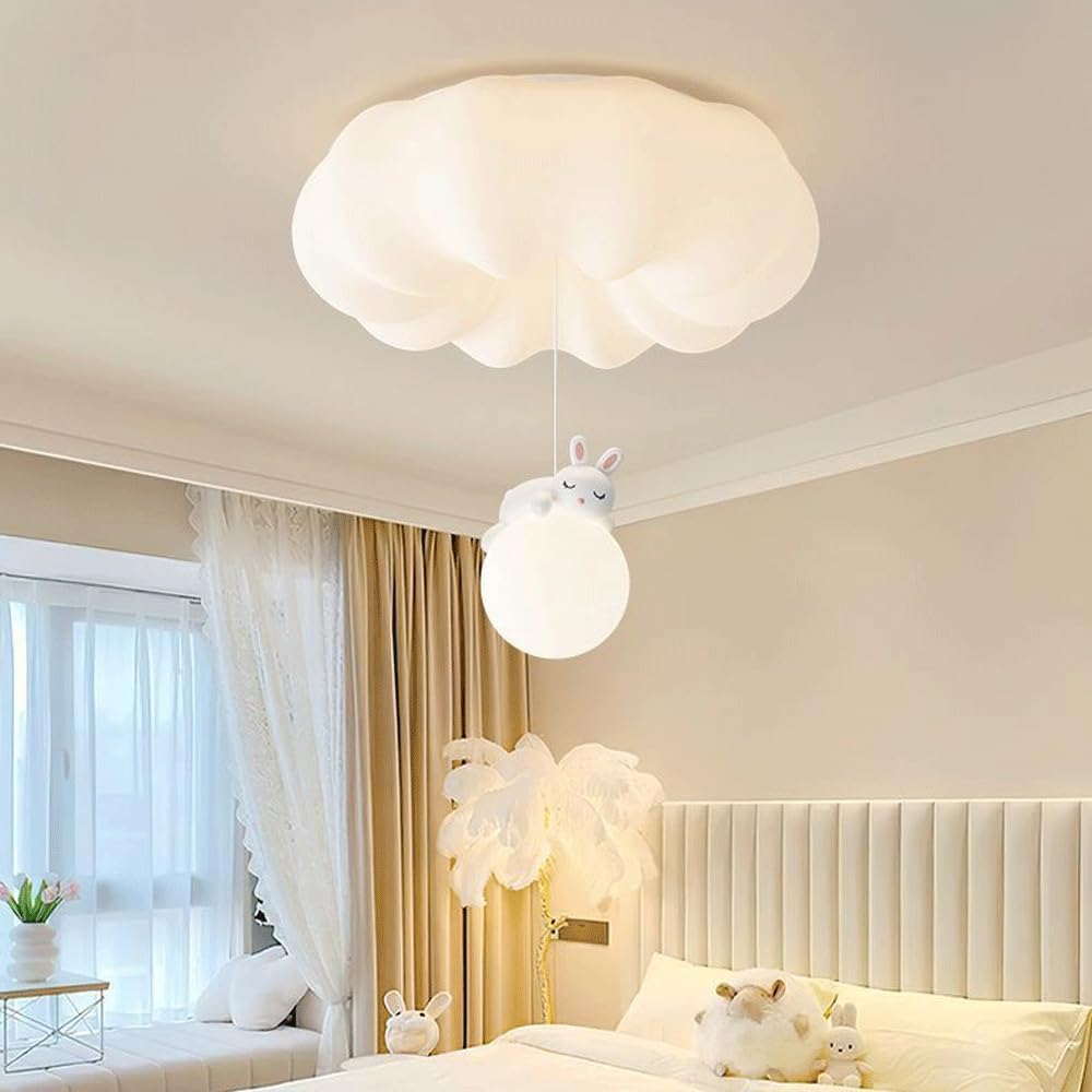 Cloud Ceiling Lights Cartoon Bear Rabbit Nordic Modern LED Ceiling Light Flush Mount White Kids Ceiling Light Round