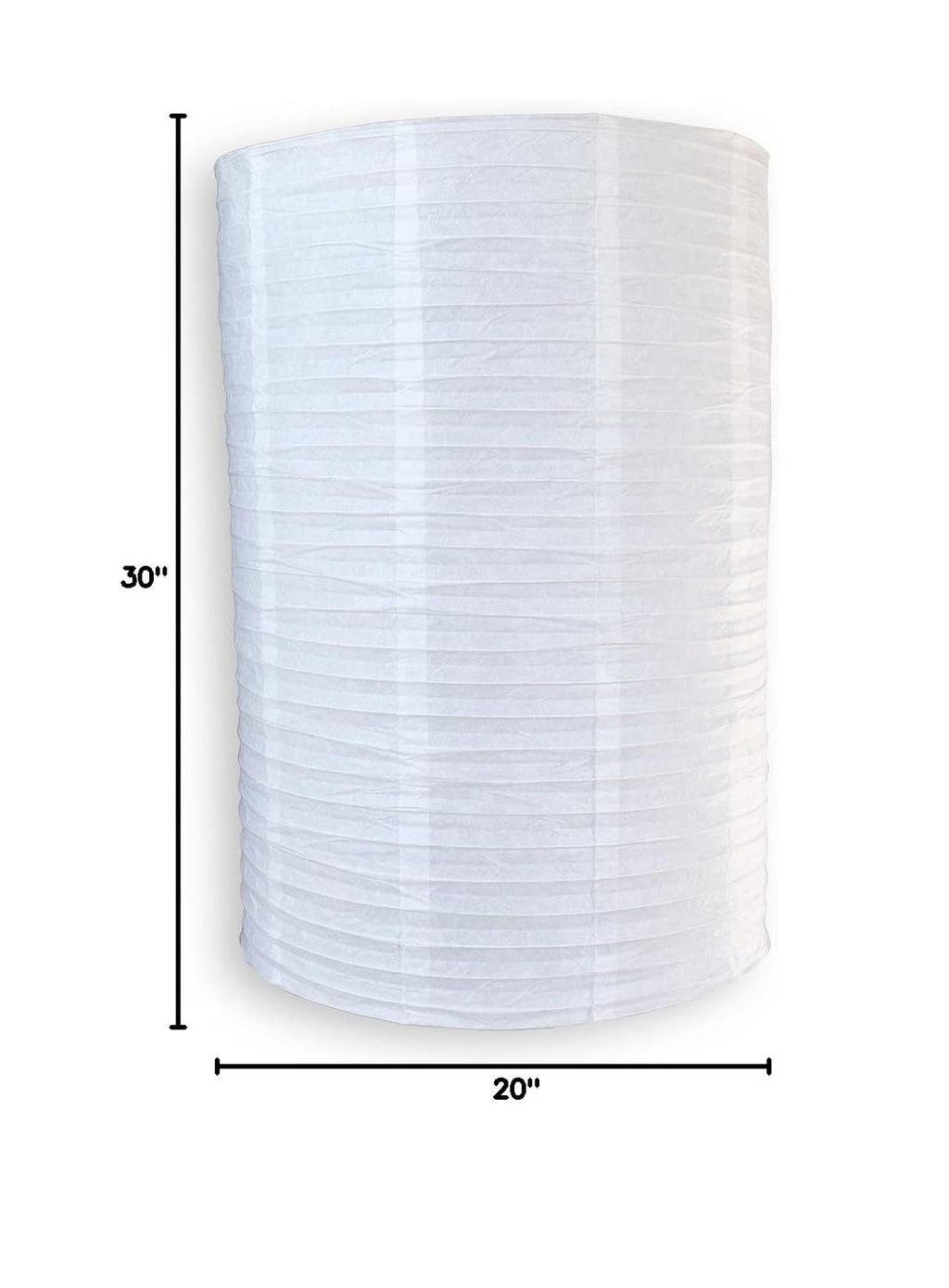 Inspired Noguchi Style PaperLanternStore.com Jumbo White Cylinder Unique Shaped Paper Lantern, 20-inch x 30-inch
