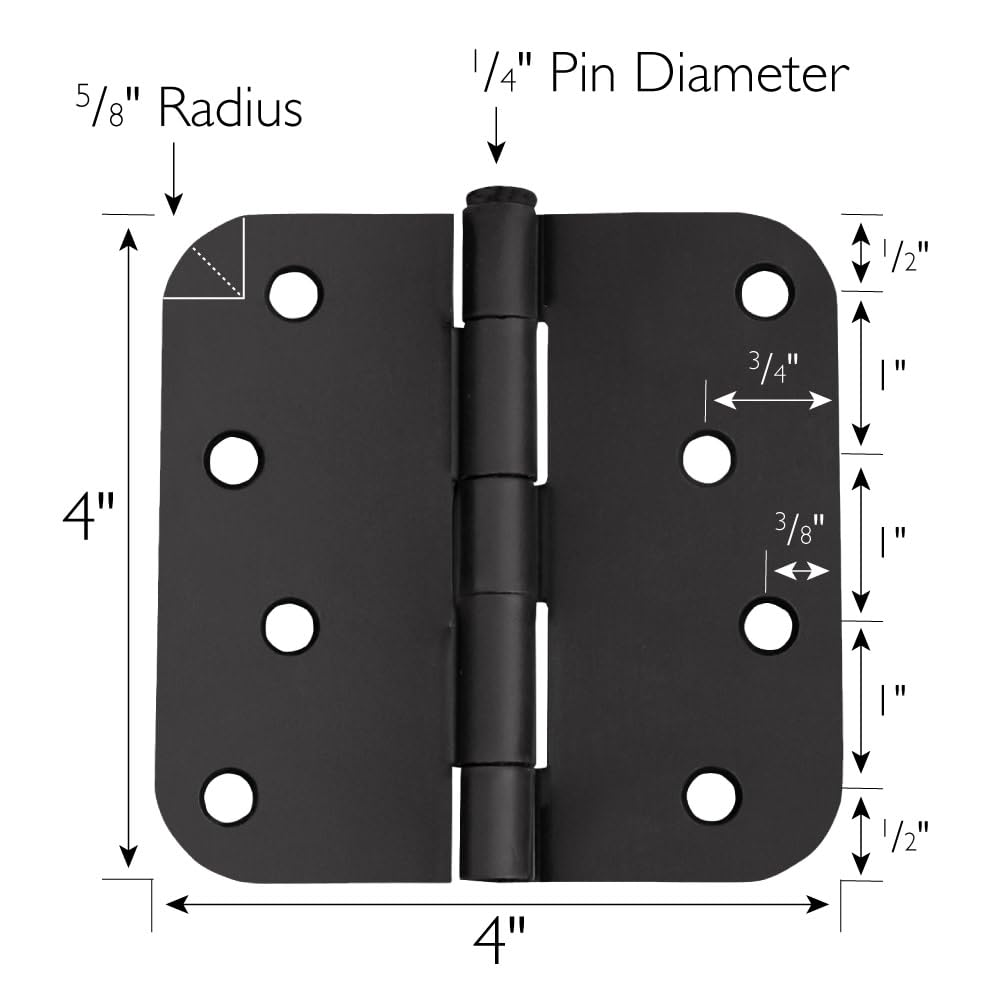 Interior Door Hinge, 4", Matte Black