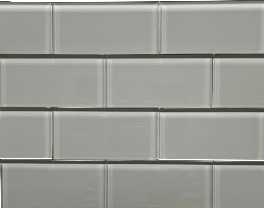 3x6 Cool Gray Color Wave Glass Tile - CW04 Silver Mink Subway Backsplash Wall Tile (8 Piece Pack (1 sf Coverage))