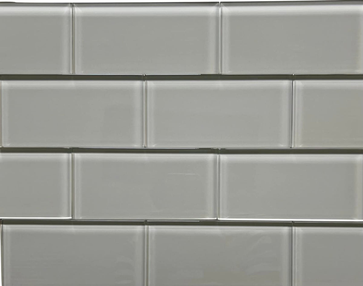 3x6 Cool Gray Color Wave Glass Tile - CW04 Silver Mink Subway Backsplash Wall Tile (8 Piece Pack (1 sf Coverage))