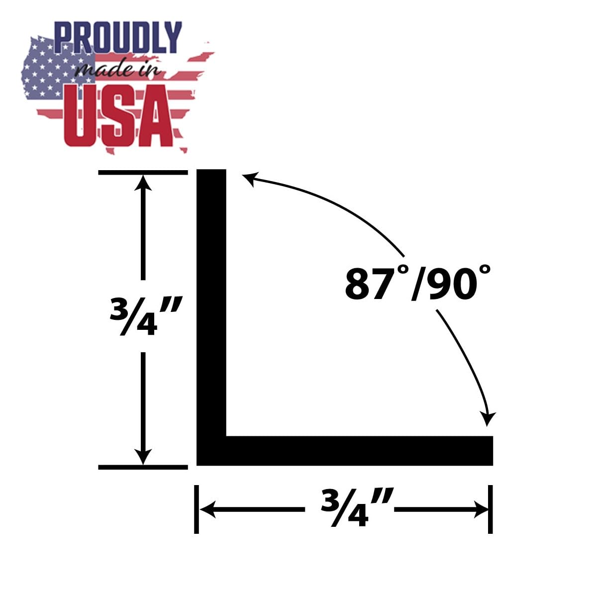 Plastics 1935-Bk Black 3/4'' X 3/4'' X 5/64'' (.078'') Thick Styrene Plastic Even Leg Angle Moulding 48 Inch Lengths