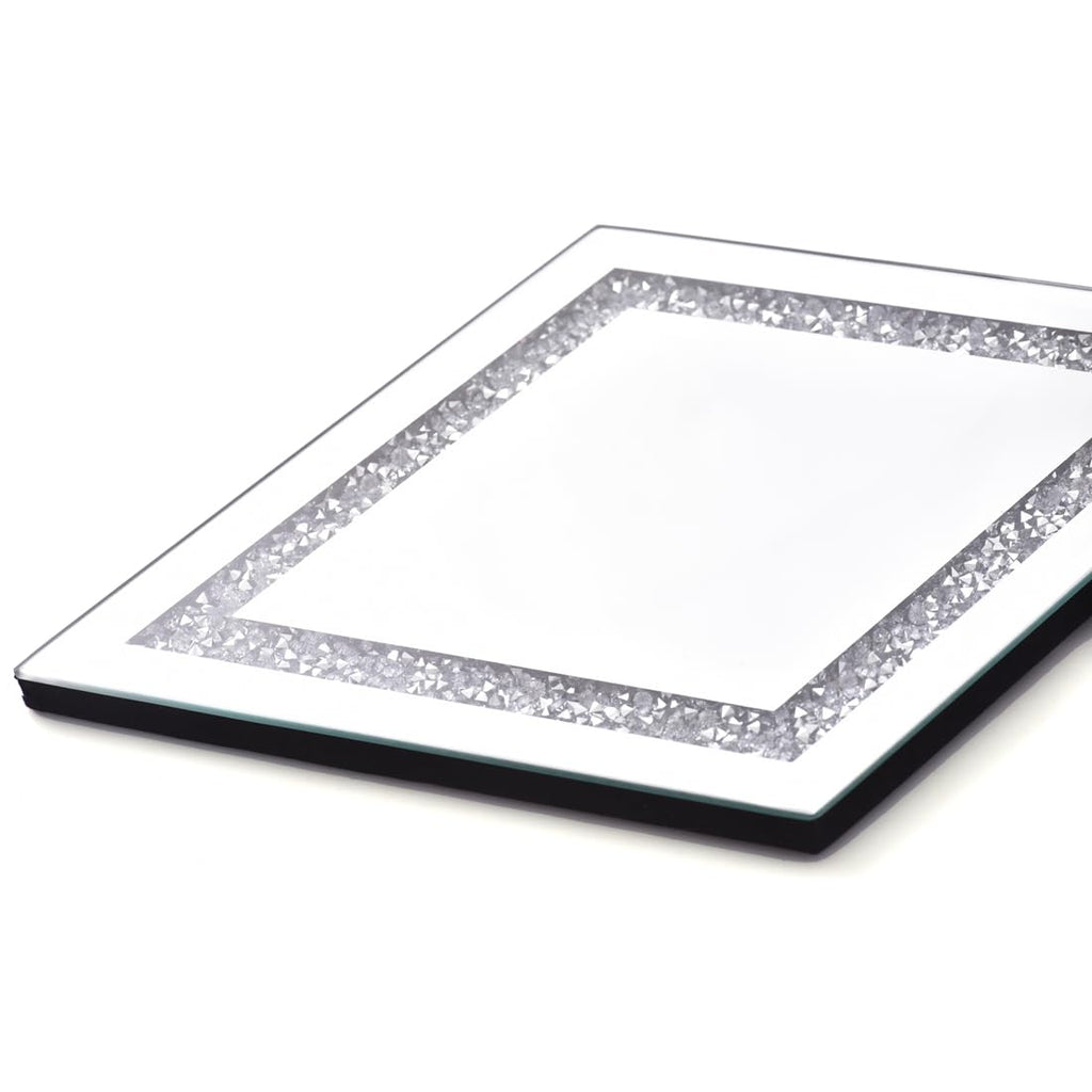Silver Diamond Shaped Wall Mirror Set of 3, Decorative Crystal Crush Diamond Mirrors Decor