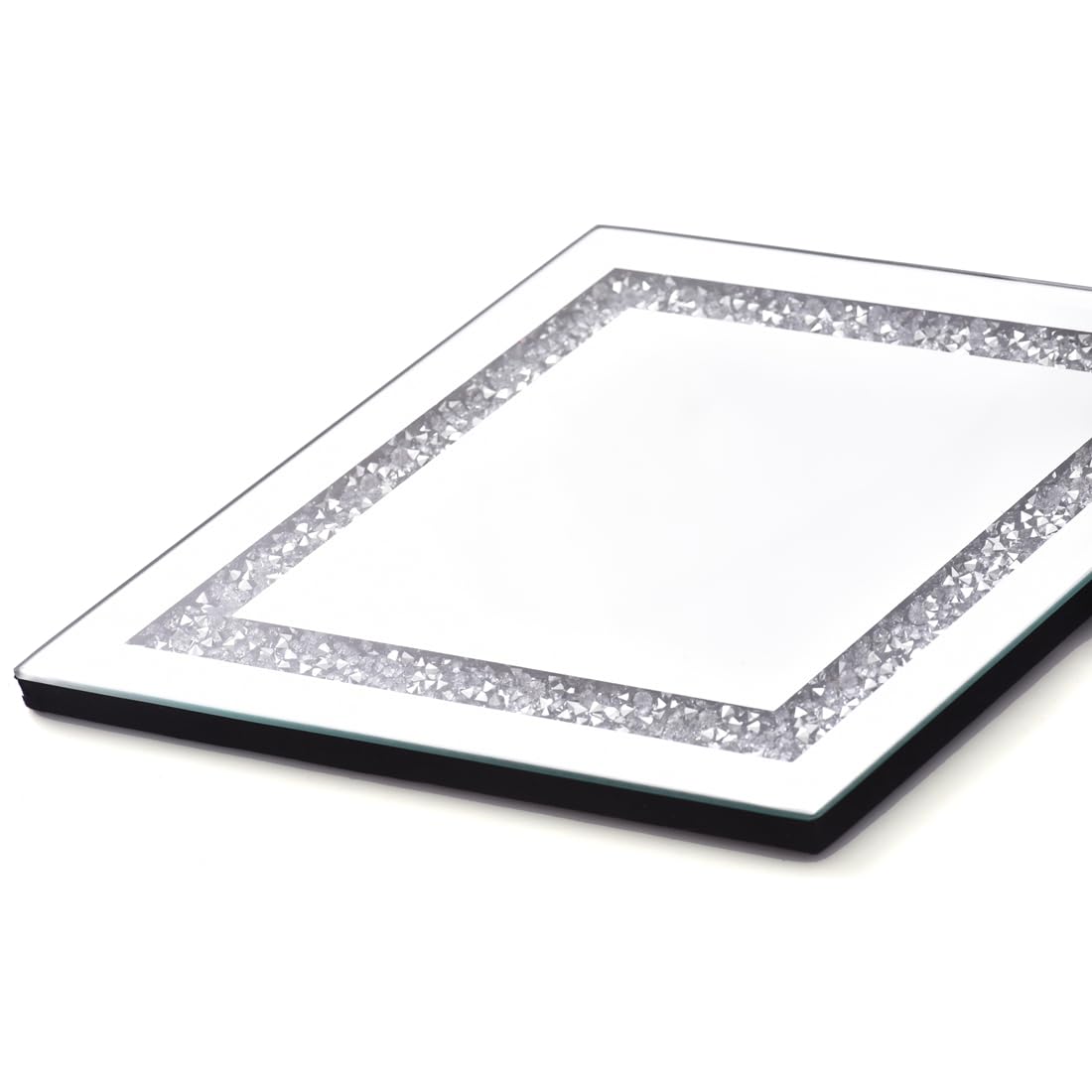 Silver Diamond Shaped Wall Mirror Set of 3, Decorative Crystal Crush Diamond Mirrors Decor
