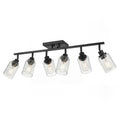 Track Light Fixture, Black Bathroom Lighting Fixture Ceiling with Seeded Glass, Multi-Directional Ceiling