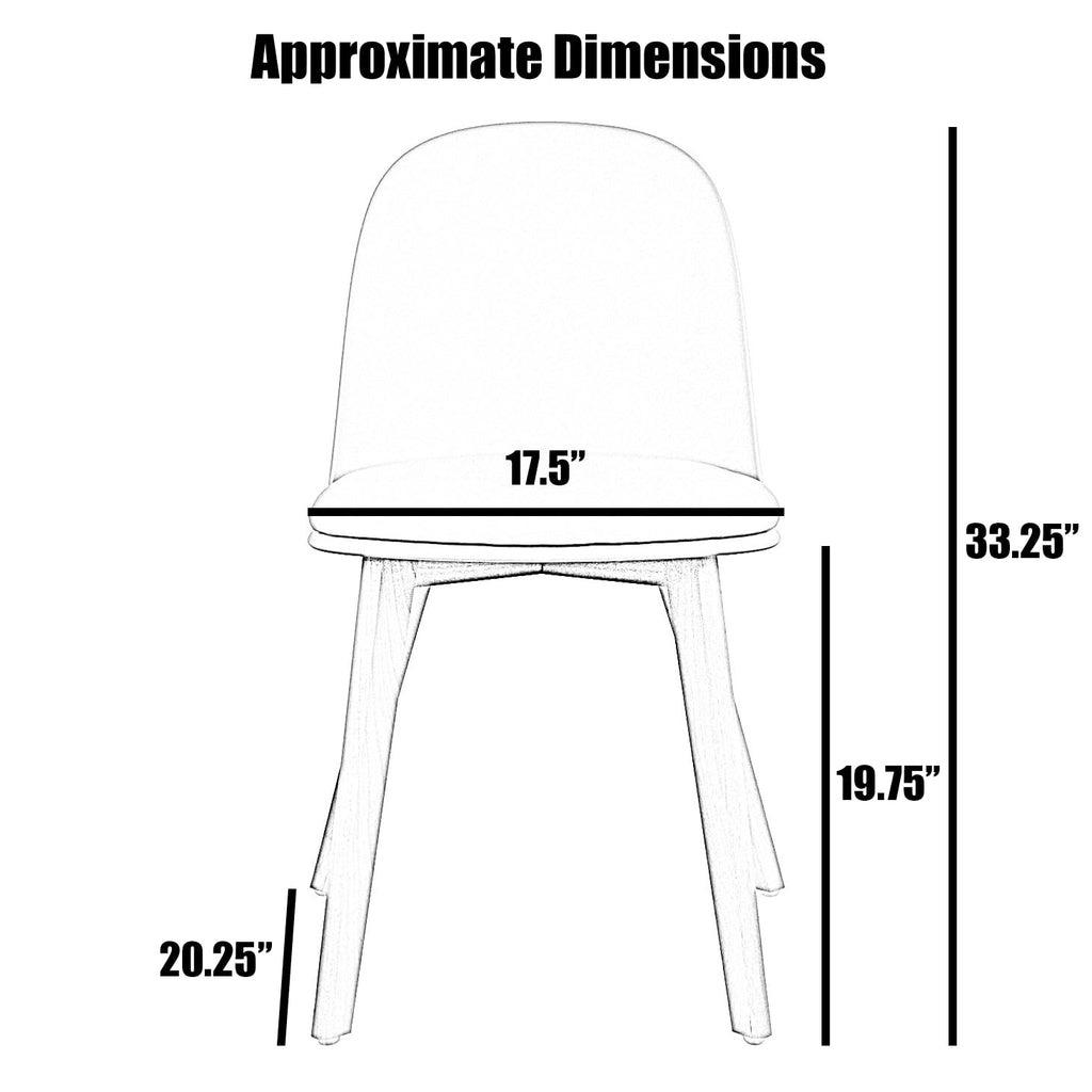 Inspired Eames Style Modern Armless Dining Chair | Plastic Shell with PU Leather Cushion Padded Seat and Wooden Legs | Indoor or Outdoor