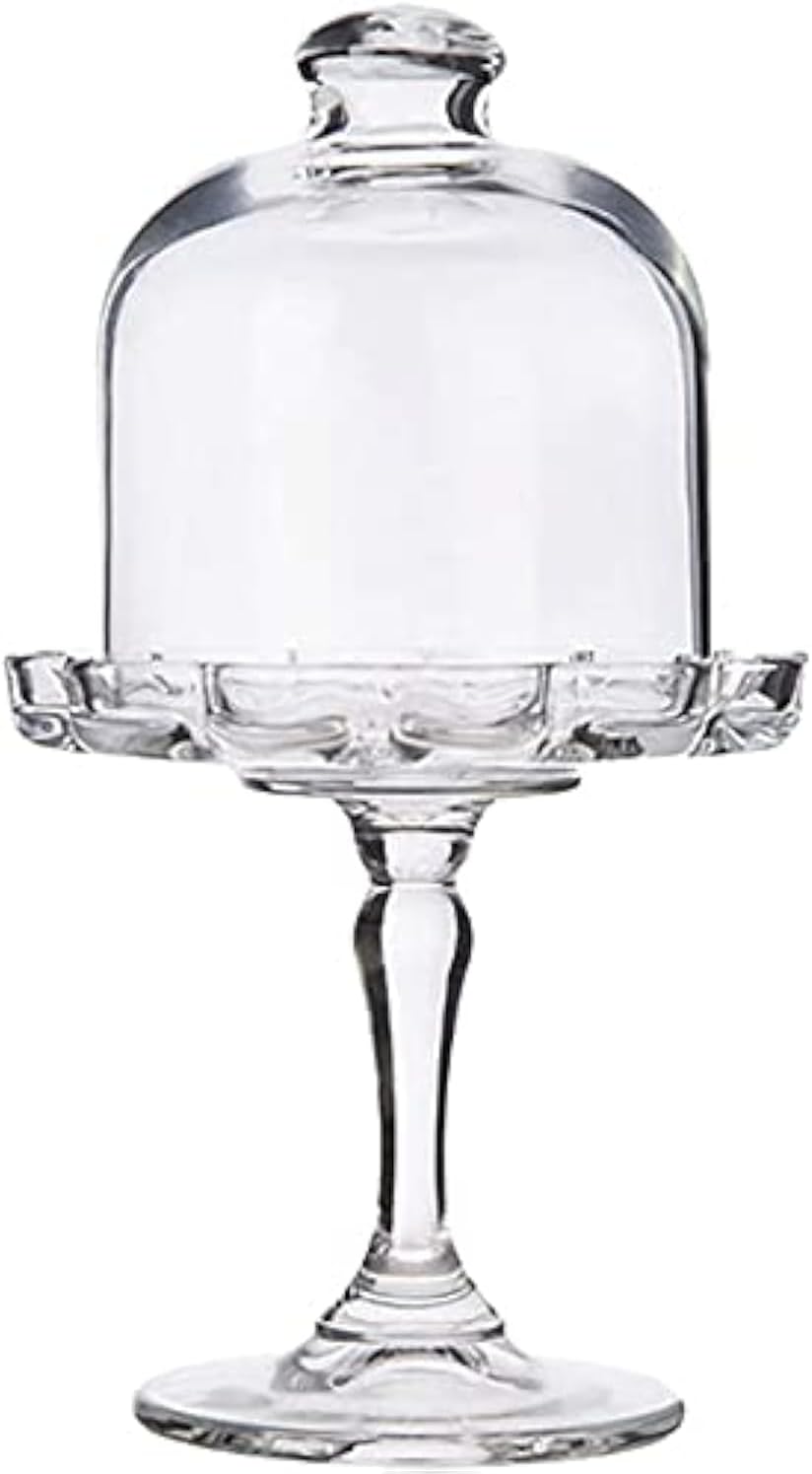 Mini Cake Stand Glass Cupcake Display Plate with Dome Cover Pedestal Dessert Stand Holder for Wedding Birthday Party