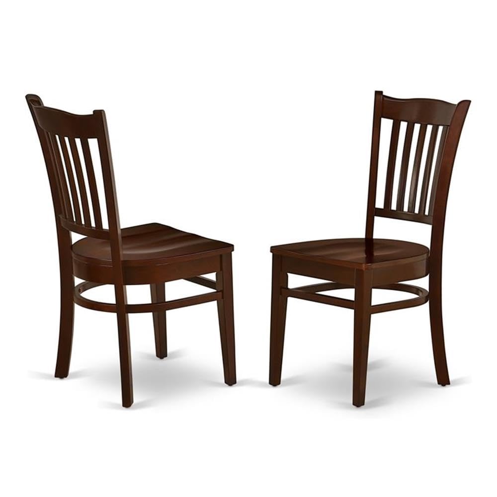 West Furniture GRC-MAH-W Groton Dining Room Chairs - Slat Back Wood Seat Chairs, Set of 2, Mahogany
