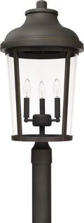 Dunbar Clear Glass Outdoor Post/Pier Mount, 3-Light 180 Total Watts, 25" H x 13" W, Oiled Bronze
