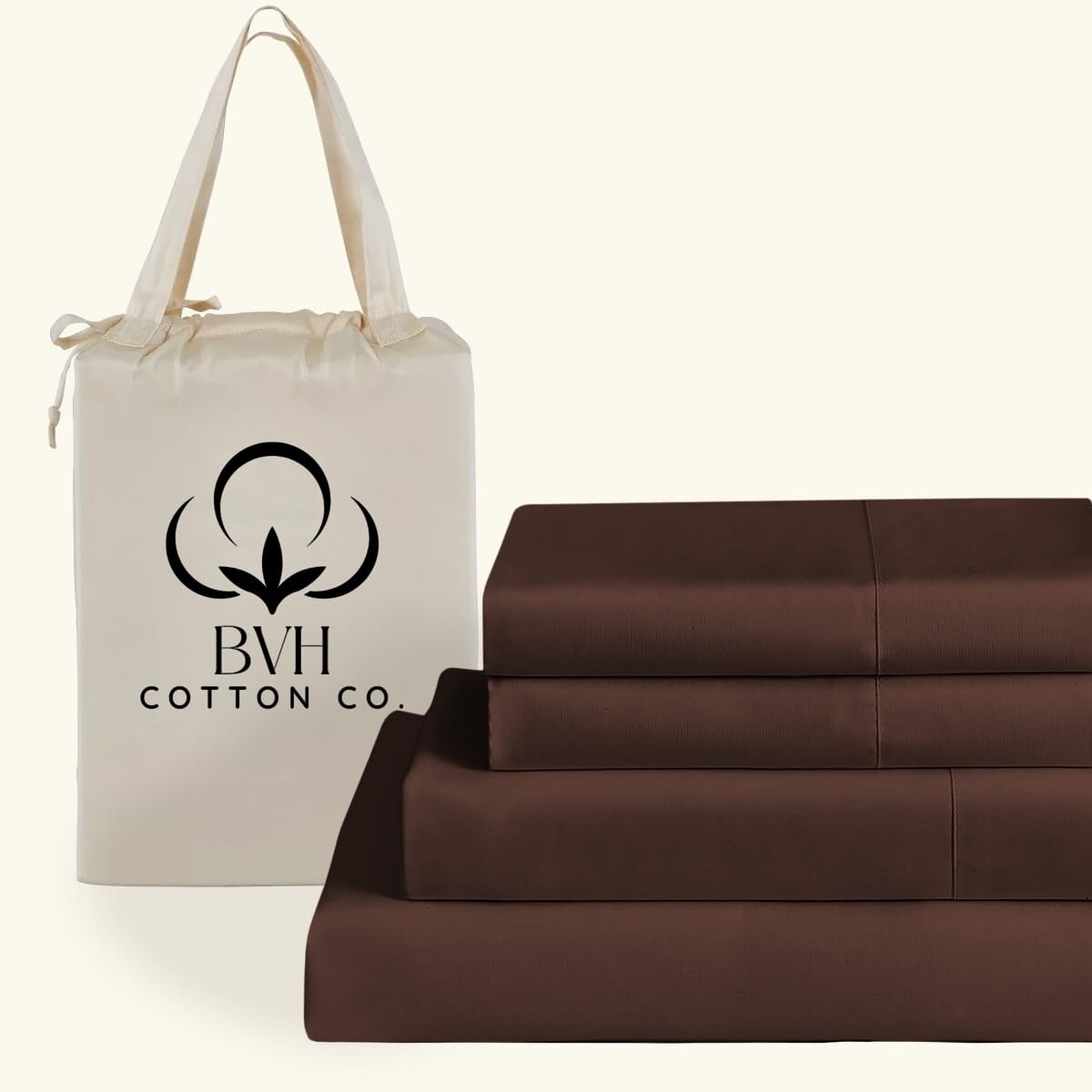 Egyptian Cotton Sheet Set, 4Pc Bed Set, Soft & Breathable Percale Weave, Fits 10-12" Deep Pocket