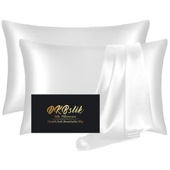 Silk Pillow Cases 2 Pack with Hidden Zipper, White
