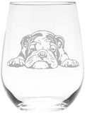 English Bulldog Stemless Wine Glass - Dog Lover Gift for Women and Men