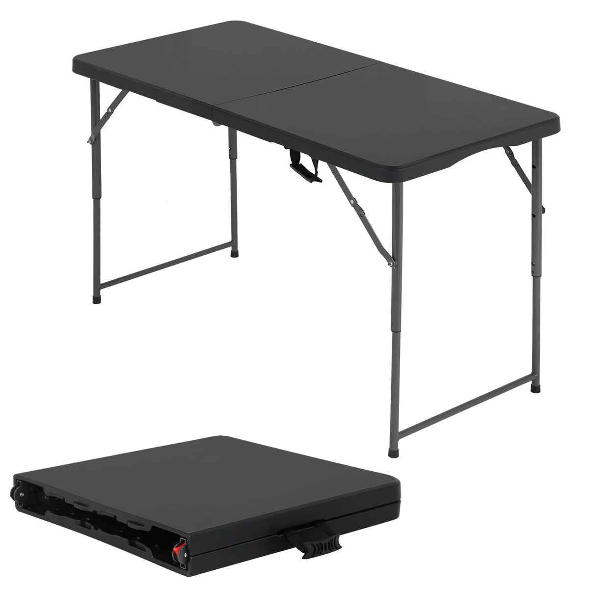 4FT Folding Table | Black | Portable Plastic Table
