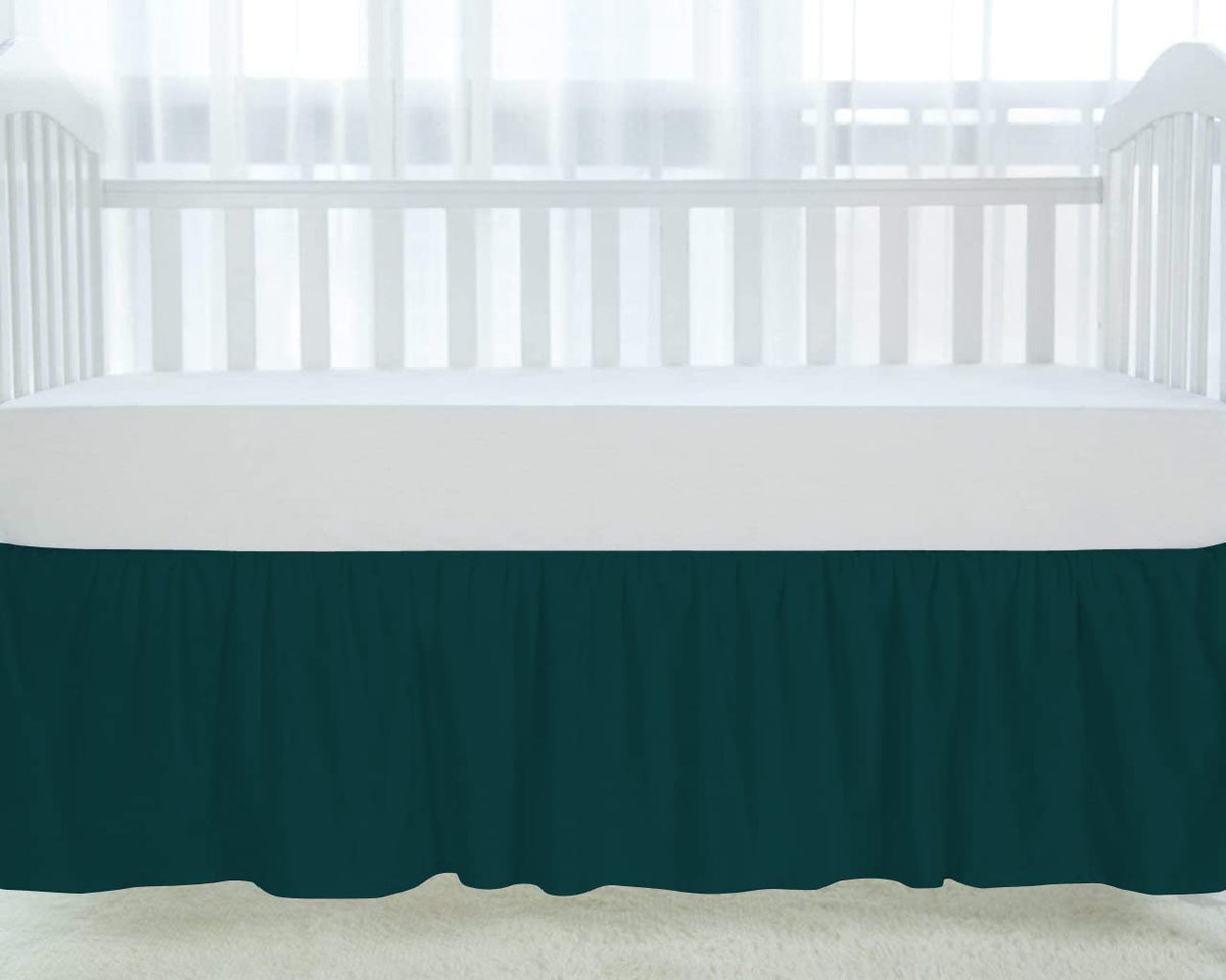 100% Egyptian Cotton, Nursery Crib Toddler (28" x 52" + 14") 800 Thread Count Crib Skirt Dust Ruffle, Bedding Skirts