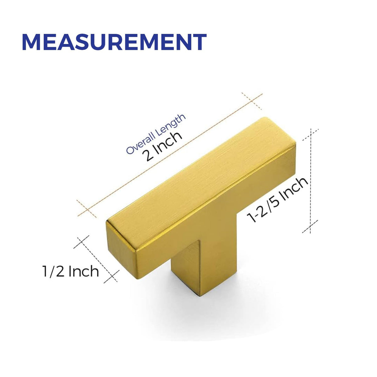 45 Pack Gold Square Bar Cabinet Knobs 2 Inch Kitchen Handles