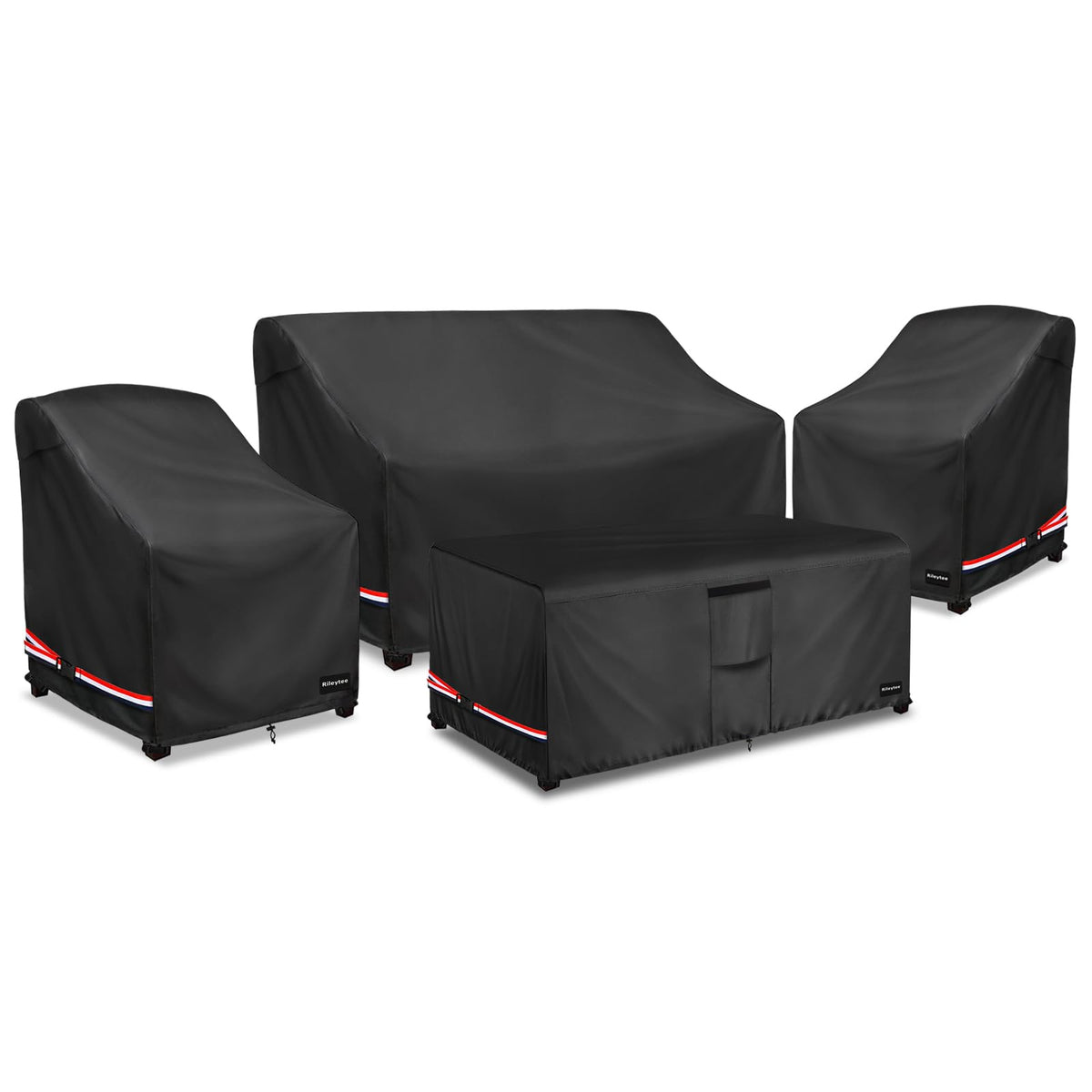 Patio Furniture Cover Set, 600D Heavy Duty Waterproof 4-Piece Outdoor Furniture Covers, Fits Patio Loveseat, Chair