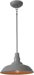 Outdoor Mini Pendant Light - Grey Shade, Rustic/Industrial Downlight