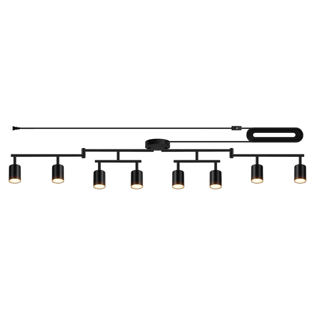 Plug in Track Lighting LED, Track Lighting Fixtures Ceiling, Black 8-Light Kitchen Light Kit, Plug in Wall Light
