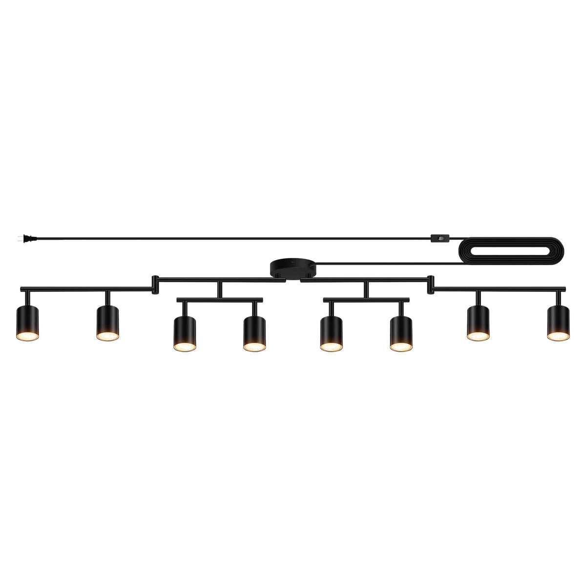 Plug in Track Lighting LED, Track Lighting Fixtures Ceiling, Black 8-Light Kitchen Light Kit, Plug in Wall Light