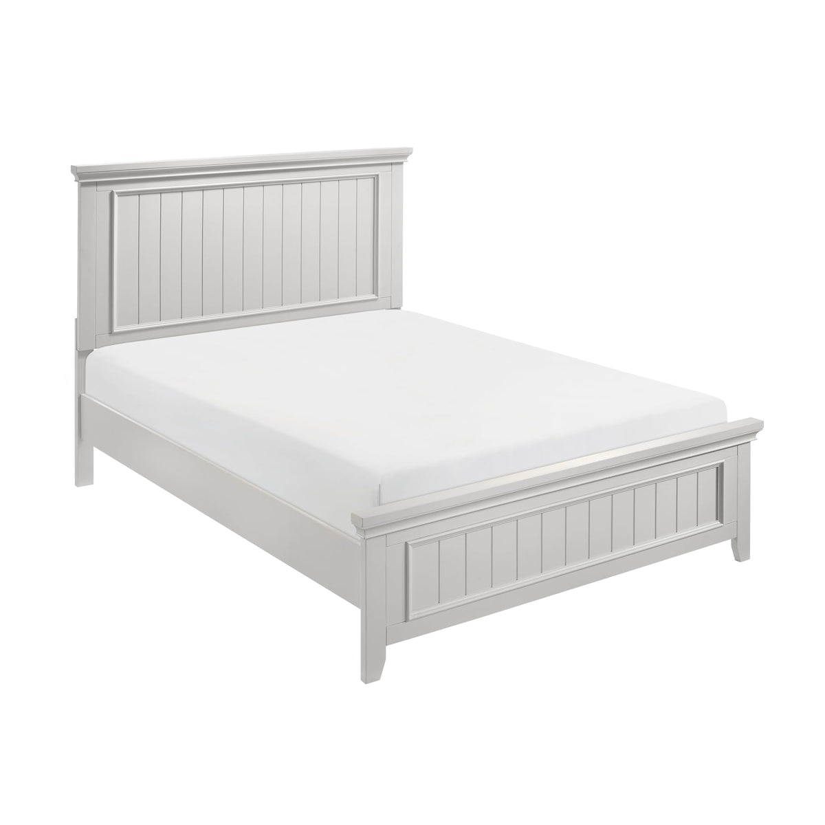 Farmhouse Style Full Size Panel Bed Classic White Wooden Bed Frame