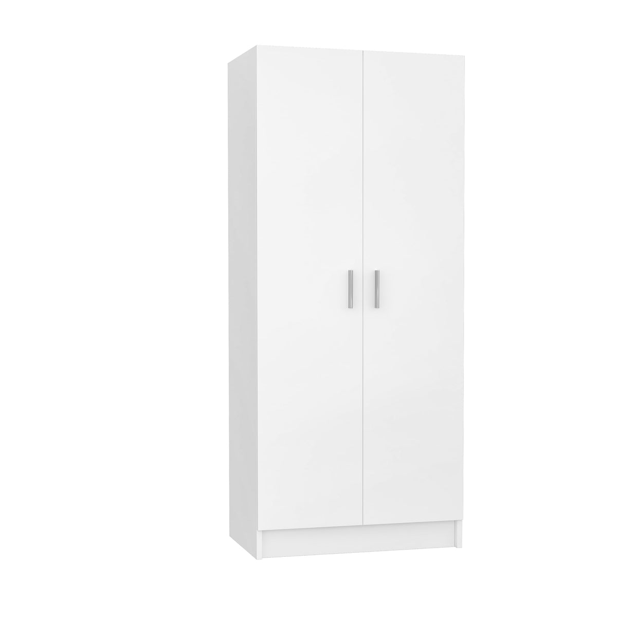 2 Door Wardrobe Closet Storage Cupboard, with Rail and Shelves Bedroom Armoires
