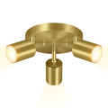 LED 3 Light Track Lighting Kit, LED Track Lighting Fixtures, Gold Round Ceiling Spot Lighting, Flexibly Rotatable