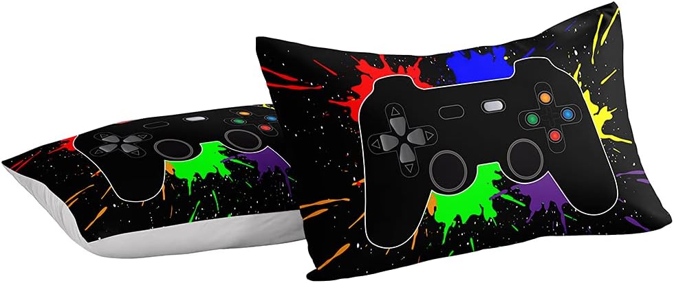 Gaming Comforter Set for Kids, Down Alternative Comforter for All Season, Gamer Home Decor (Comforter-Game27, Full)