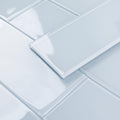 Peel and Stick Glass Subway Tiles, Light Blue, 3x12 Inch, Glass Backsplash Bathroom Wall Tiles, Pack of 20 Pieces