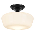 Schoolhouse Style Semi Flush Mount Ceiling Light Fixture, 12" Modern Hallway Ceiling Lamp with Opal Milk Glass Shade
