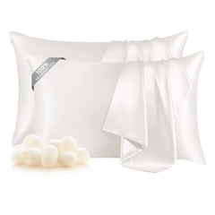 100% Mulberry Silk Pillowcase Set, 2 Pcs, Standard, Pearl White