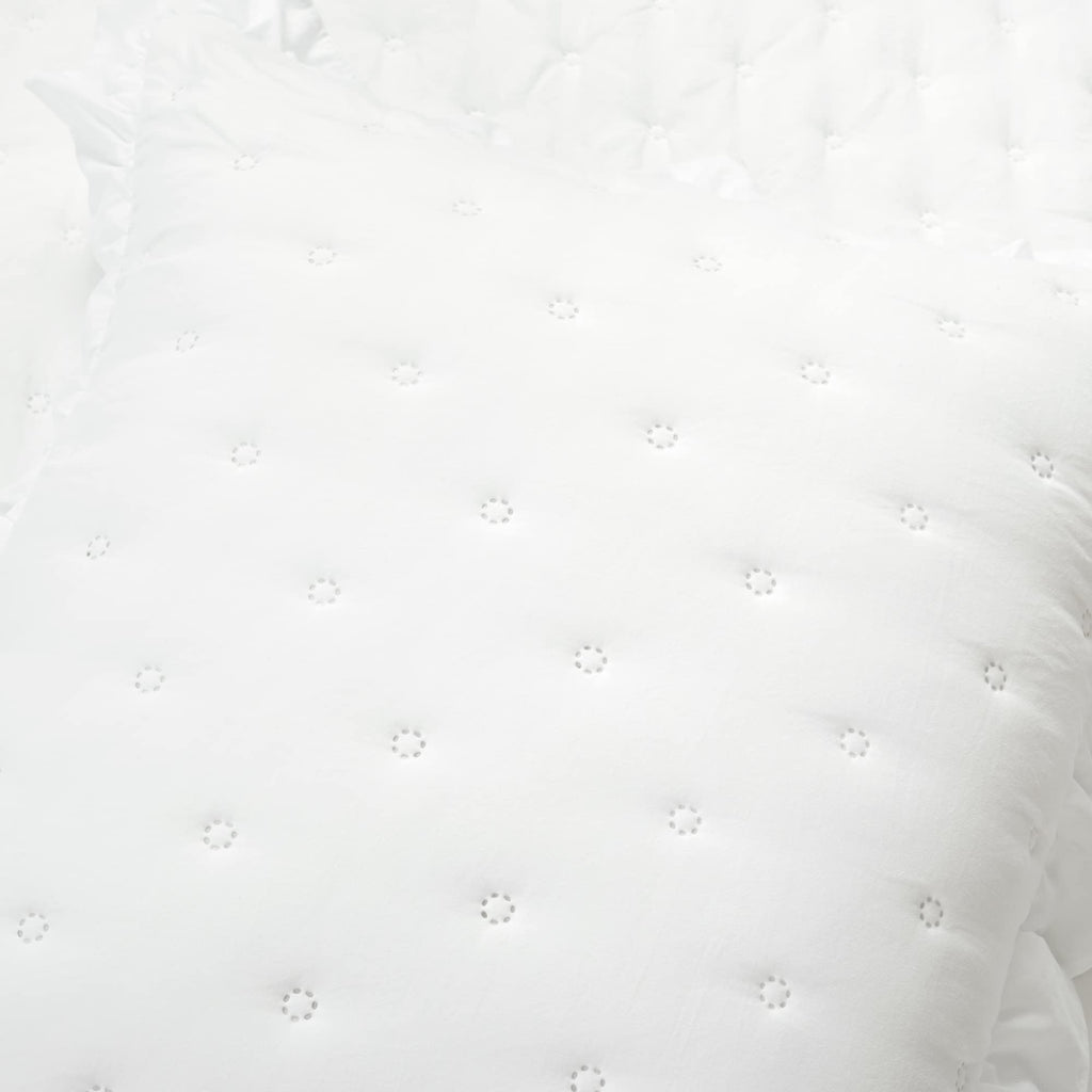 Reyna Ruffle Reversible Oversized 3 Piece Quilt Set, White