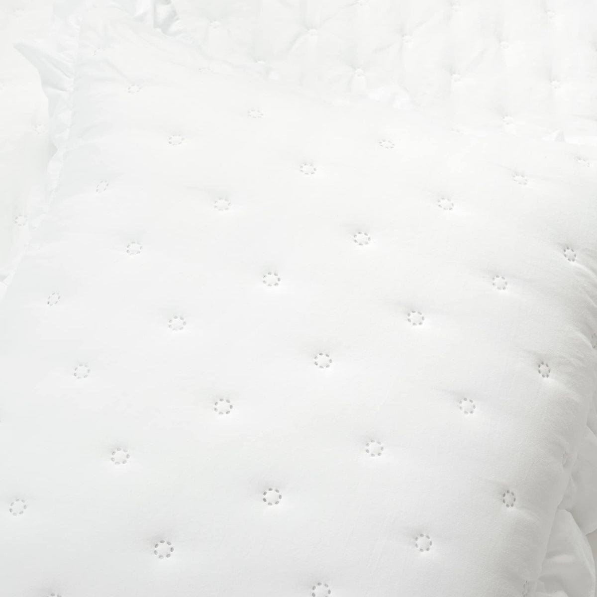 Reyna Ruffle Reversible Oversized 3 Piece Quilt Set, White