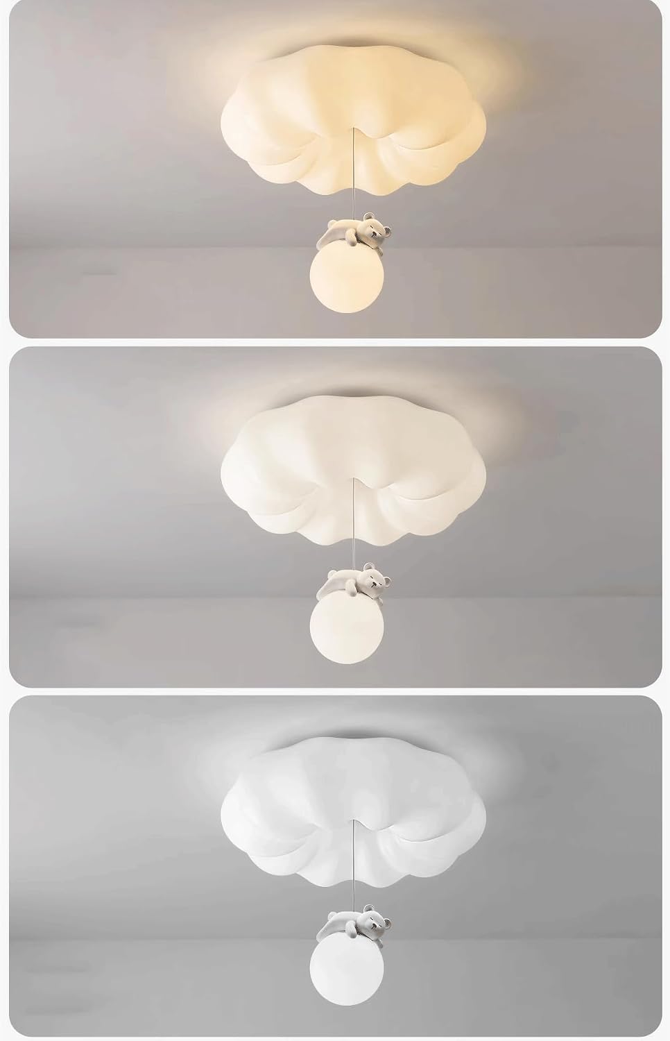Cloud Ceiling Lights Cartoon Bear Rabbit Nordic Modern LED Ceiling Light Flush Mount White Kids Ceiling Light Round