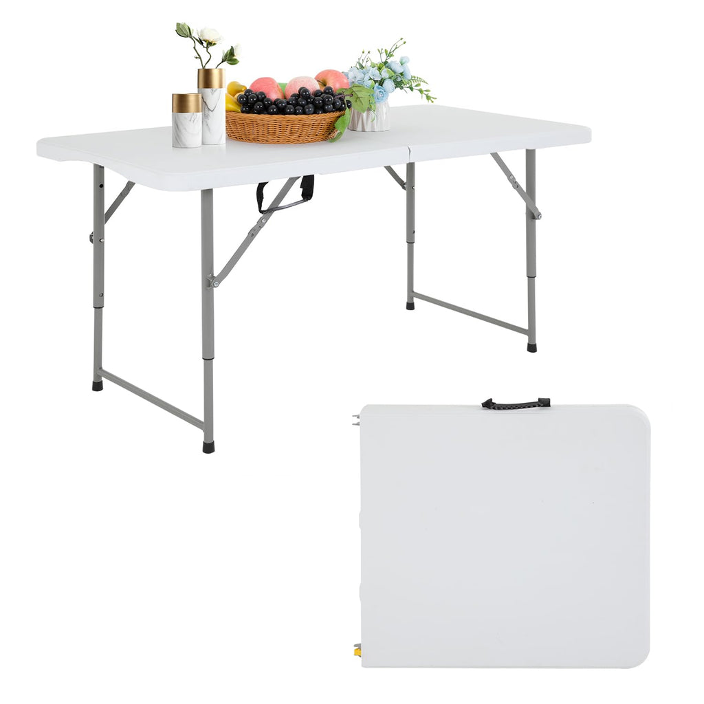 4FT Folding Table | White | Portable Plastic Table