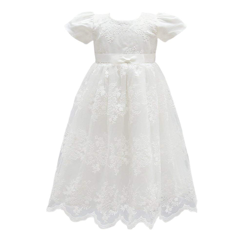 Baby Girl Flower Christening Baptism Dress Formal Party Gown Special Occasion Dresses For Toddler,Off White,6-12