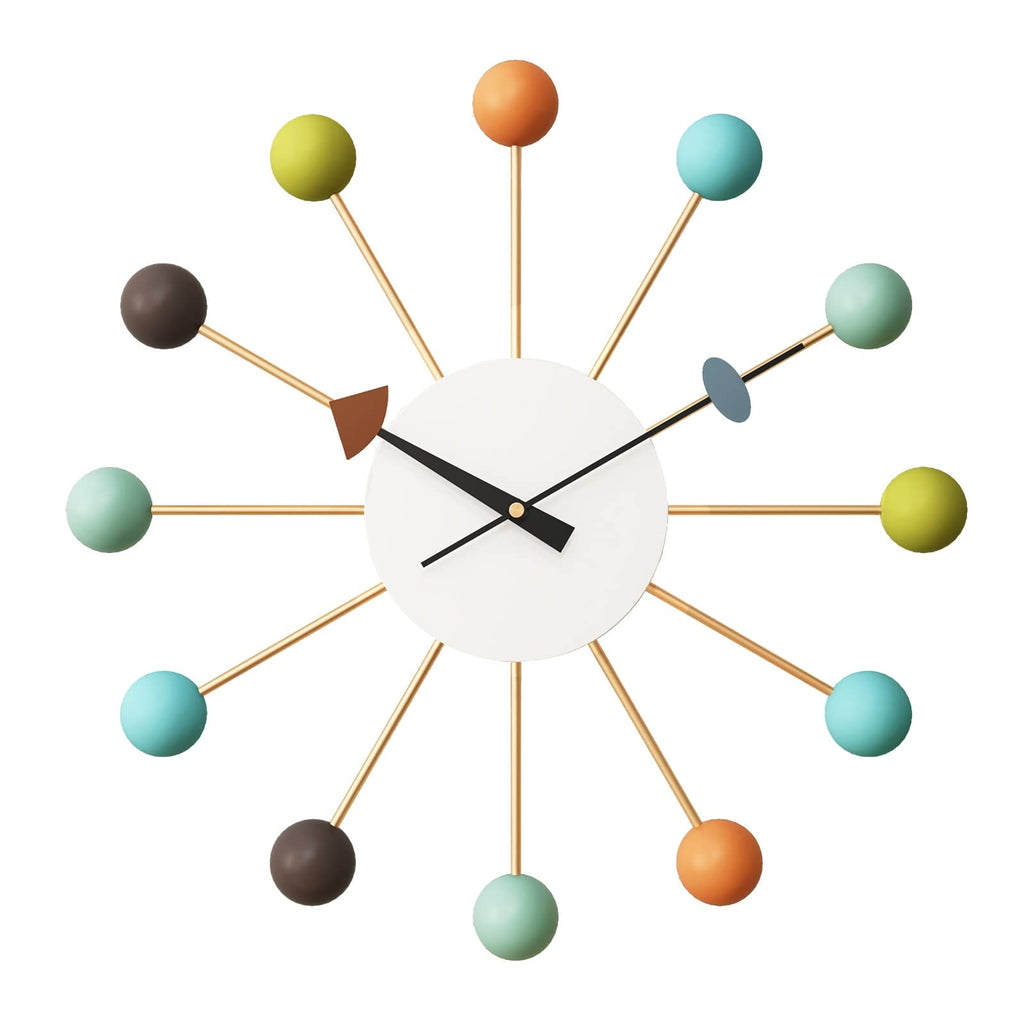 Inspired Nelson Style Mid Century Quartz Modern Wall Ball Clock Retro Multicolor Large