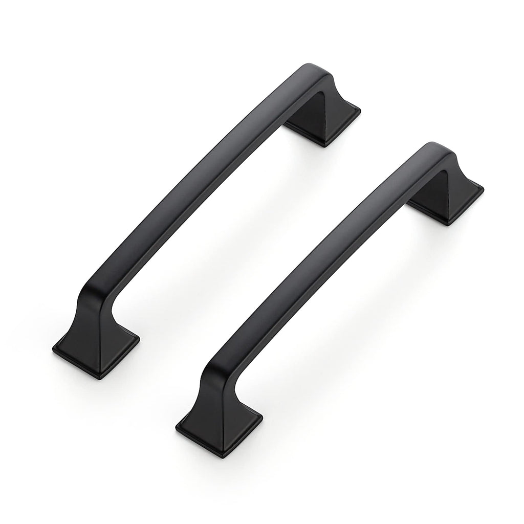 Matte Black Square Foot Arch Cabinet Pulls 5 Inch 30 Pack