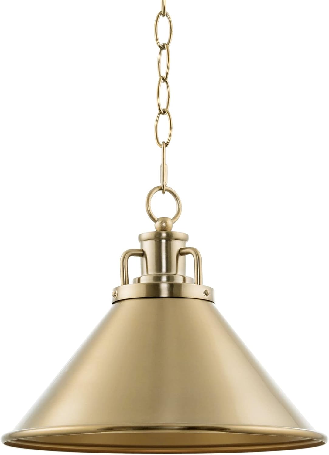 Romine 12" Modern Gold Pendant Light with Cone Metal Shade, Mid-Century Gold Hanging Light, Cool Brass Finish