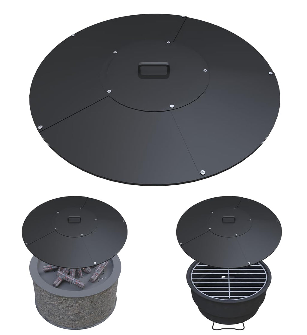 20" Round Fire Pit Lid Fits for Bonfire Pits up to 18", Metal Cover with Handle, All-Weather Resistance Outdoor