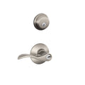 Deadbolt & Door Handle Set, Accent Lever, Satin Nickel