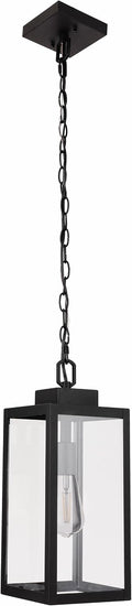Marin 1 Light 16.25 in. Textured Black Finish Ceiling Mount Outdoor Pendant with Clear Glass Shade
