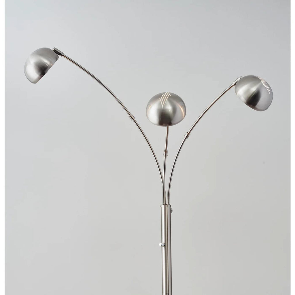 Inspired Arco Style 5118-22 Domino Arc Lamp, 84 in, 3 x S11 Shape Bulbs E17 Intermediate Socket, Brushed Steel, 1 Floor Lamp