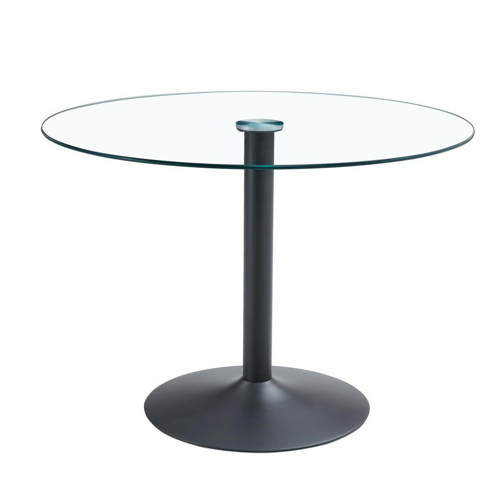 Inspired Saarinen Style 40 Inch Round Tempered Glass Dining Table for 2-4 Person, Modern Tulip Kitchen Table with Black Metal Base, Pedestal